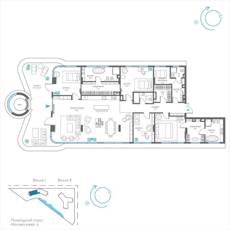 6-комнатная квартира 263.4 м² Остров