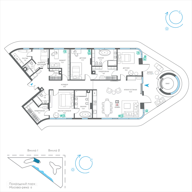 6-комнатная квартира 215.1 м² Остров