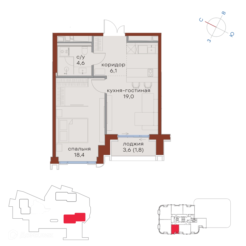 1-комнатная квартира 49.9 м² Татарская 35