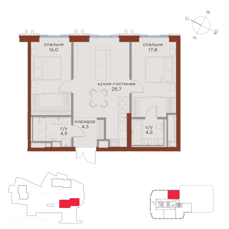 2-комнатная квартира 73 м² Татарская 35