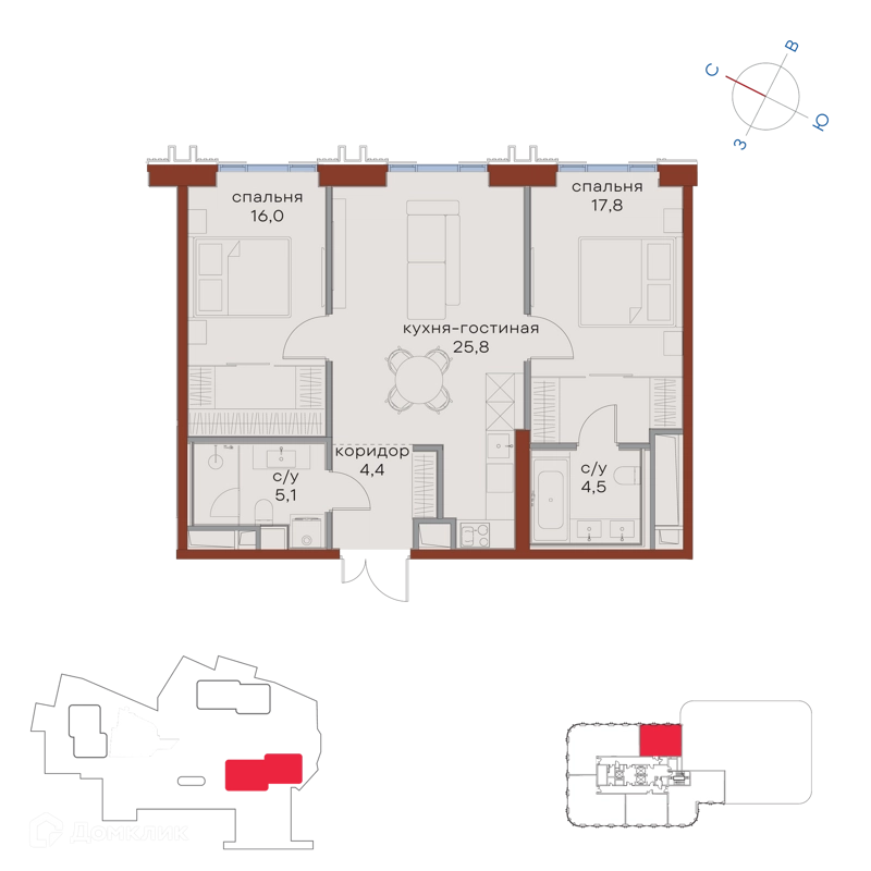 2-комнатная квартира 73.6 м² Татарская 35