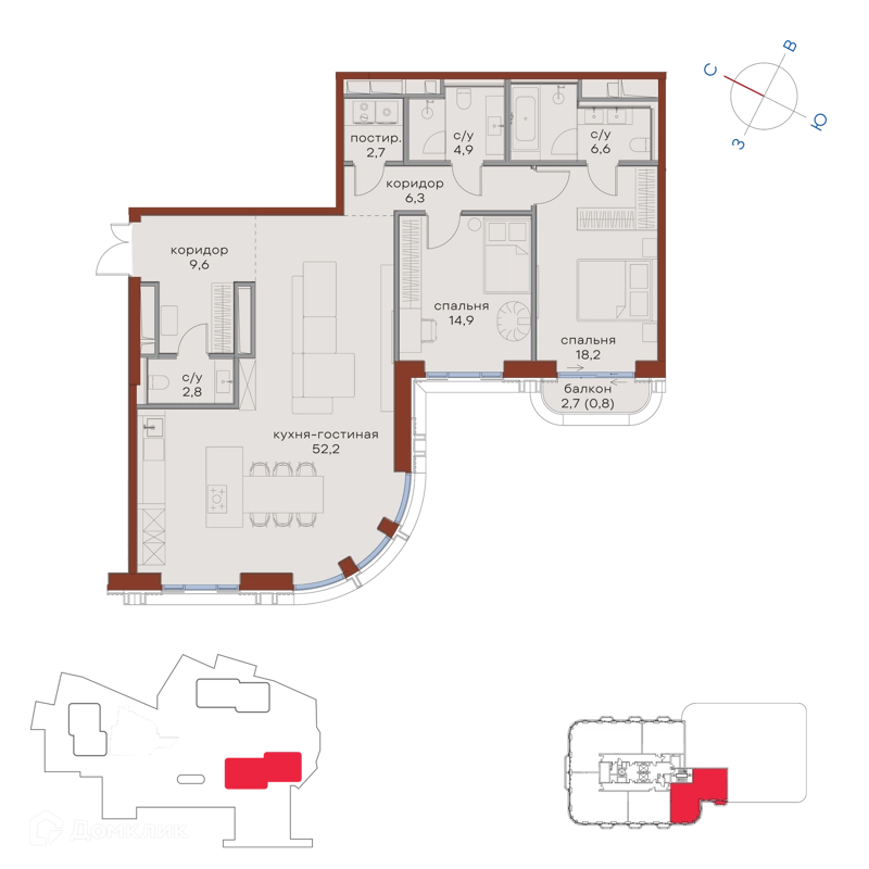 2-комнатная квартира 119 м² Татарская 35