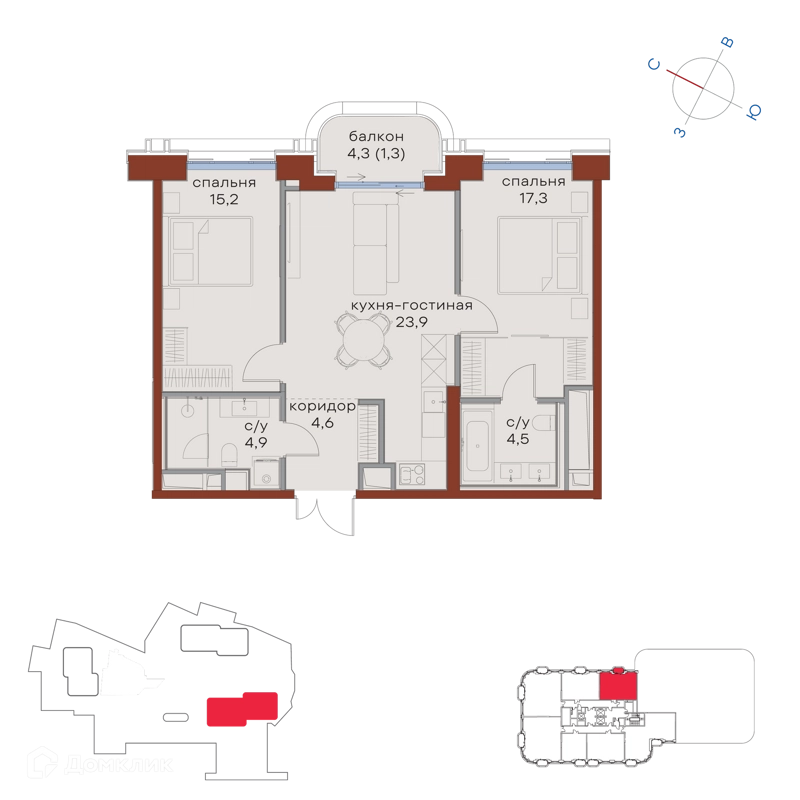 2-комнатная квартира 71.7 м² Татарская 35