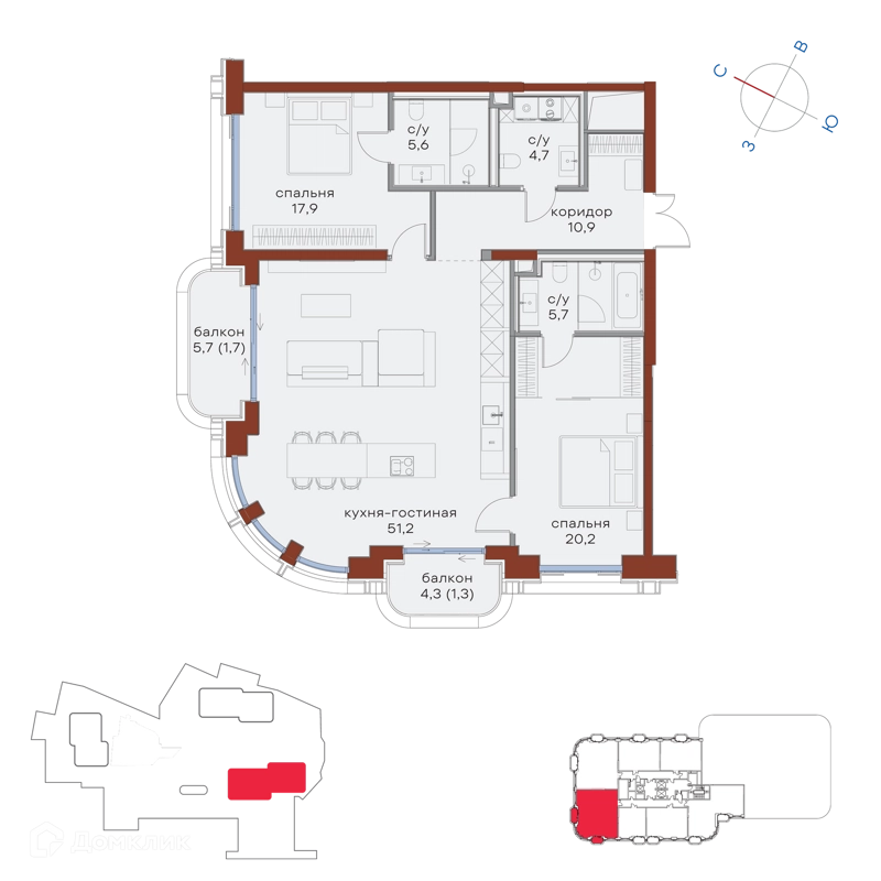 2-комнатная квартира 119.2 м² Татарская 35