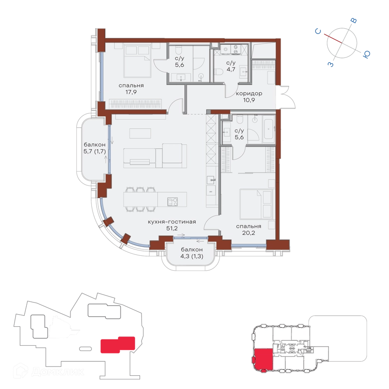 2-комнатная квартира 119.1 м² Татарская 35