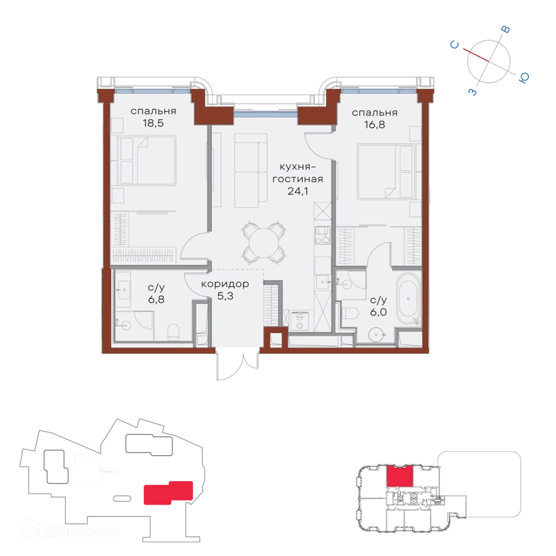 2-комнатная квартира 77.5 м² Татарская 35