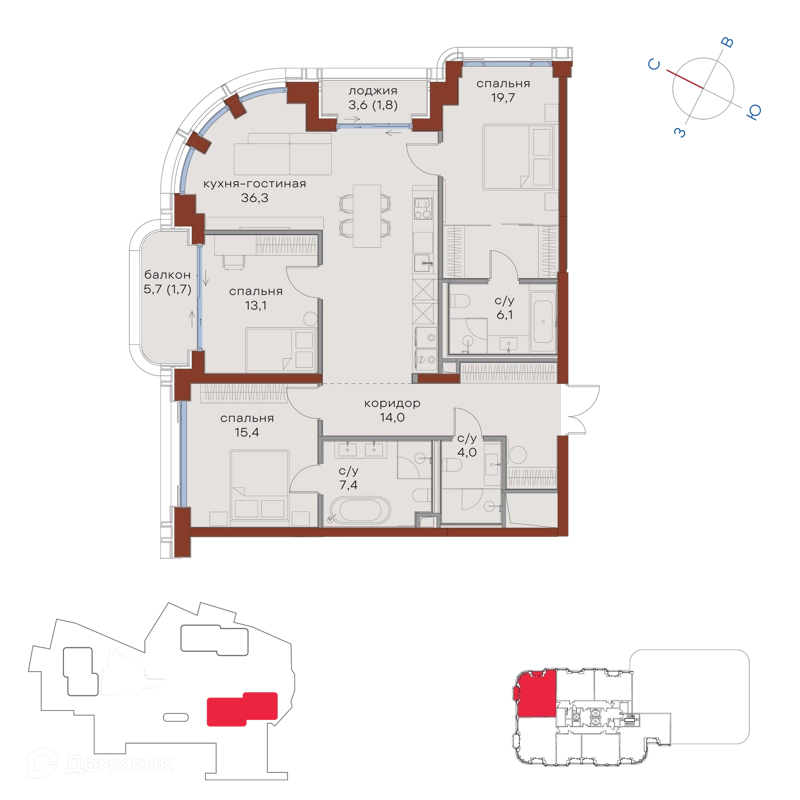 3-комнатная квартира 119.5 м² Татарская 35