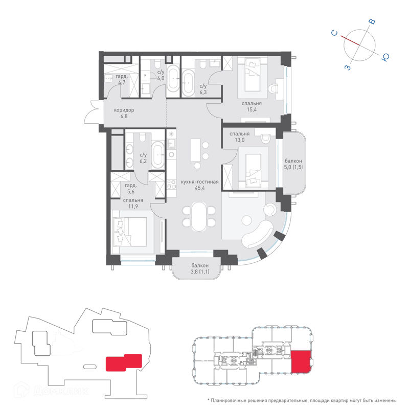 3-комнатная квартира 125.2 м² Татарская 35