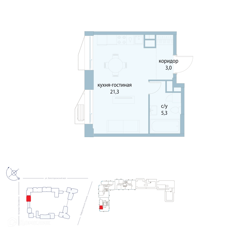 Студия 29.6 м² Символ