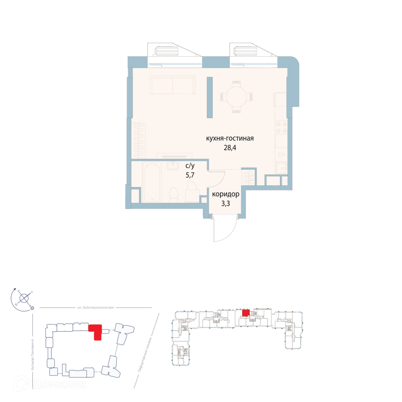 Студия 37.4 м² Символ