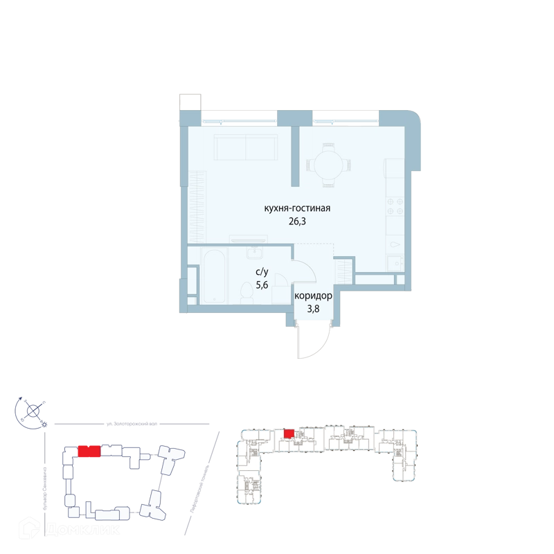 Студия 35.7 м² Символ