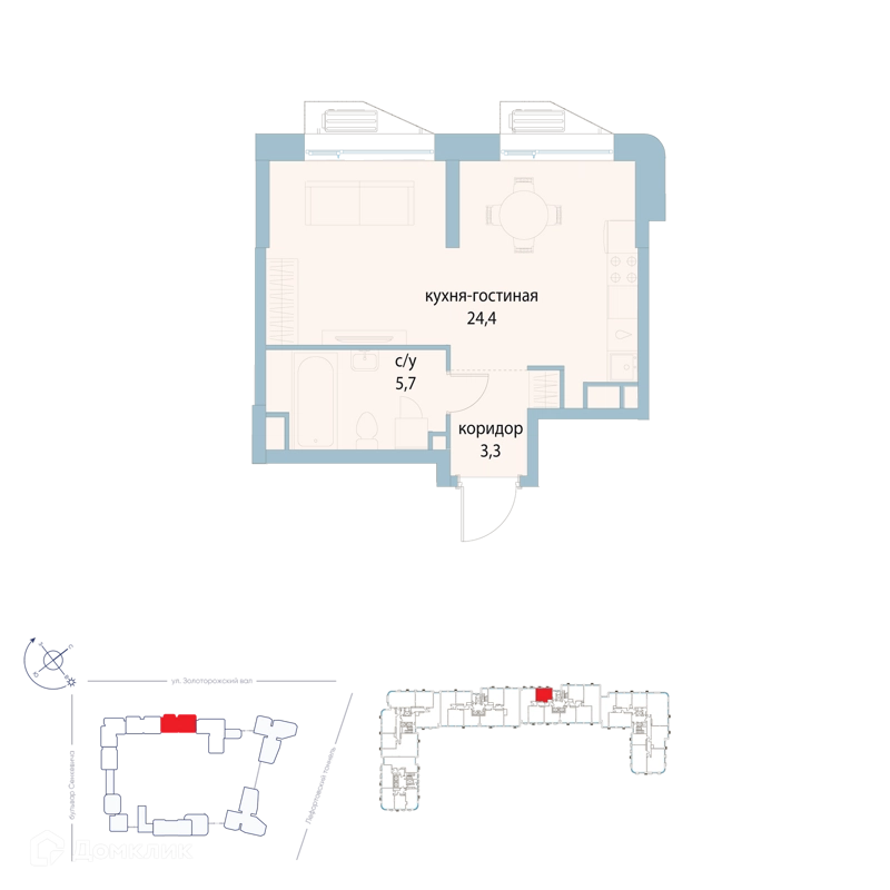 Студия 33.4 м² Символ