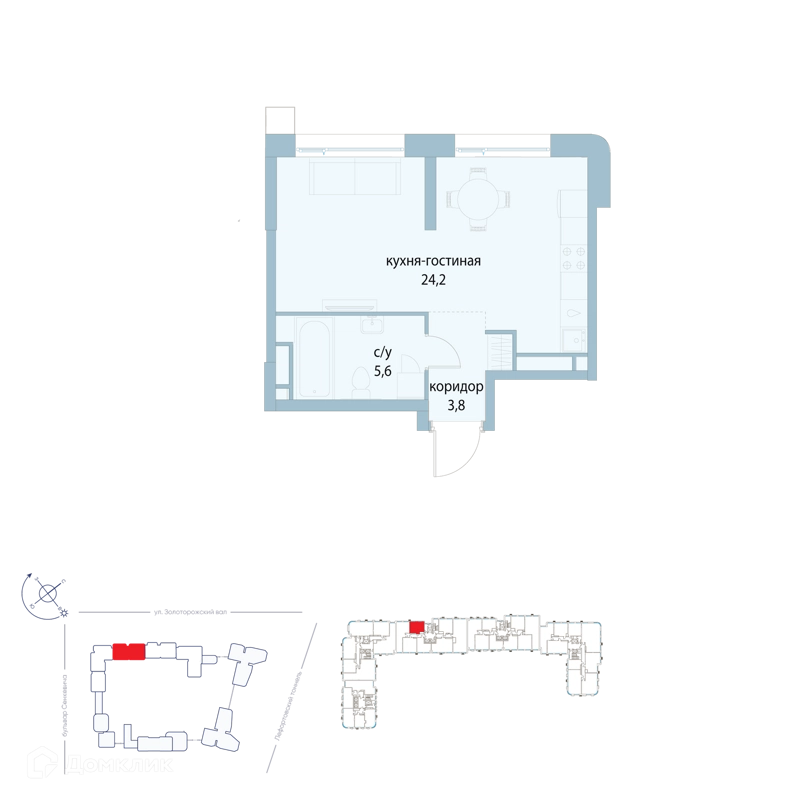 Студия 33.6 м² Символ
