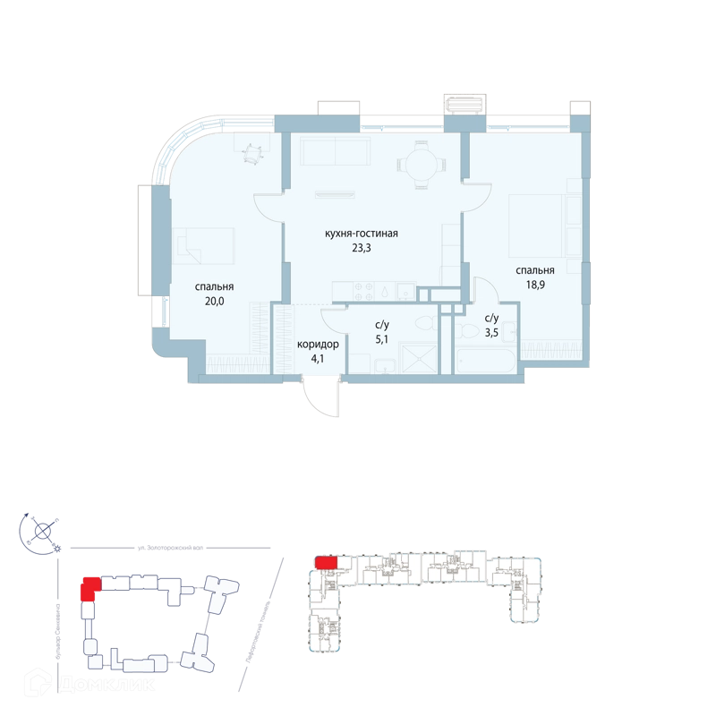 2-комнатная квартира 74.9 м² Символ