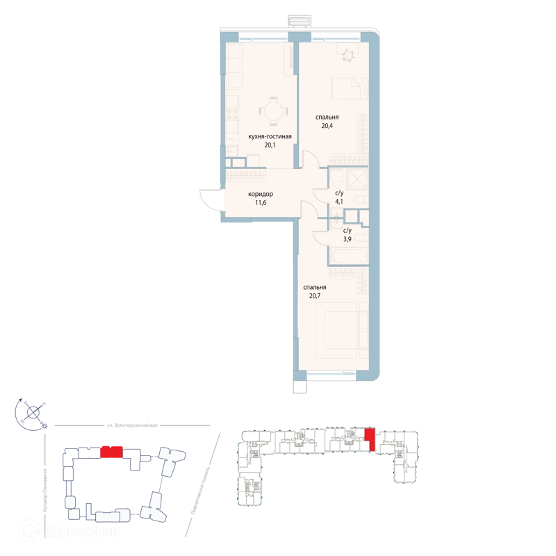 2-комнатная квартира 80.8 м² Символ
