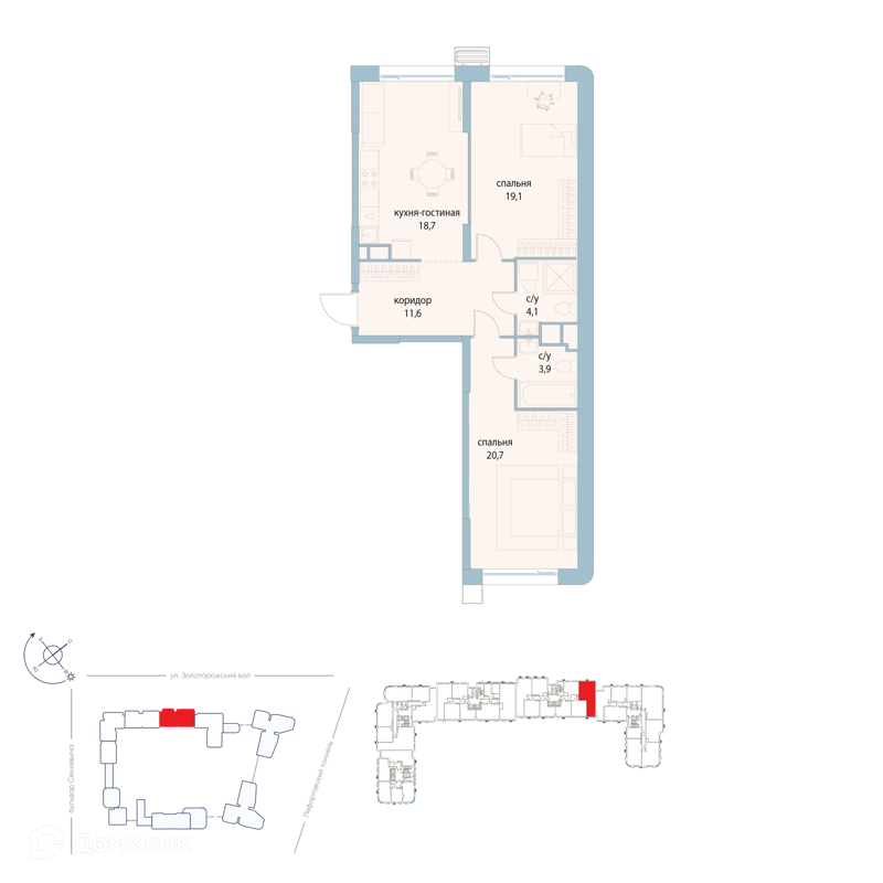 2-комнатная квартира 78.1 м² Символ