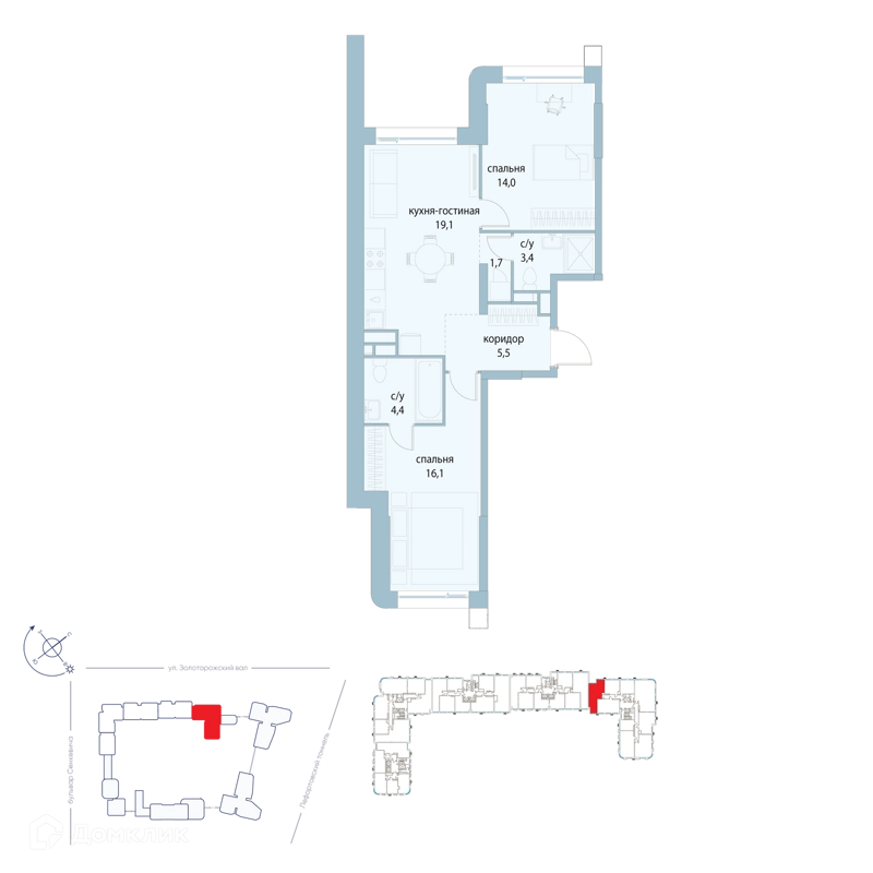 2-комнатная квартира 64.2 м² Символ