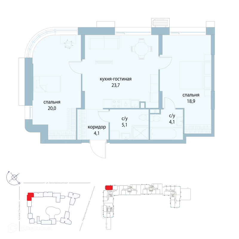 2-комнатная квартира 75.9 м² Символ