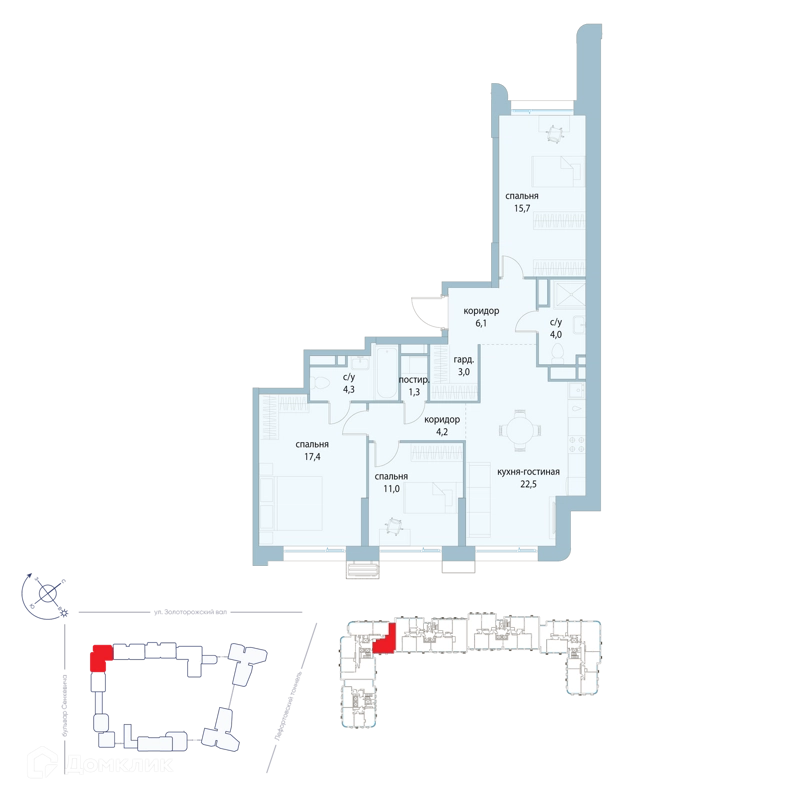 3-комнатная квартира 89.5 м² Символ