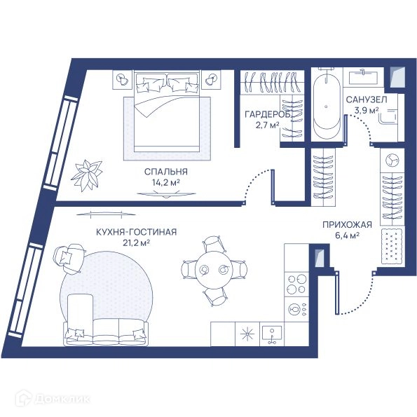 1-комнатная квартира 48.4 м² СВЕТ