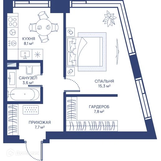 1-комнатная квартира 42.5 м² СВЕТ