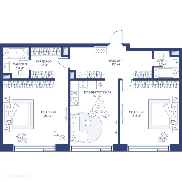 2-комнатная квартира 80.5 м² СВЕТ