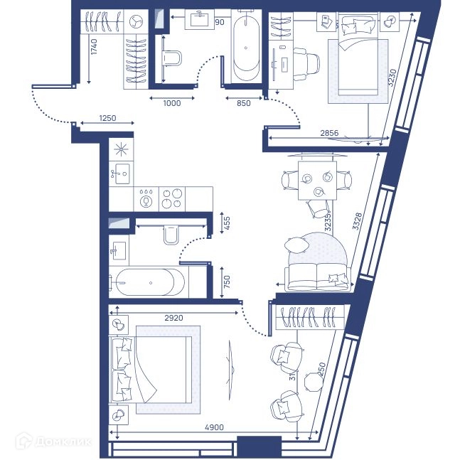 2-комнатная квартира 60.1 м² СВЕТ