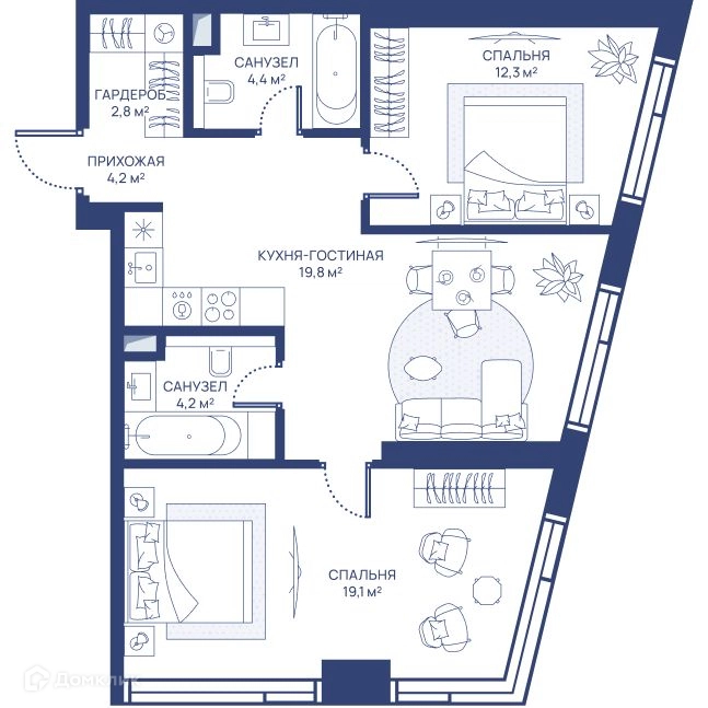 2-комнатная квартира 66.8 м² СВЕТ