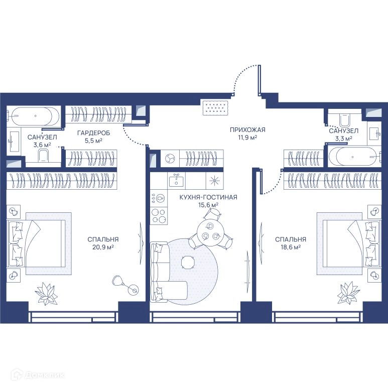 2-комнатная квартира 79.4 м² СВЕТ