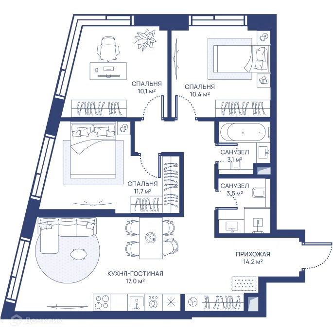 3-комнатная квартира 70 м² СВЕТ