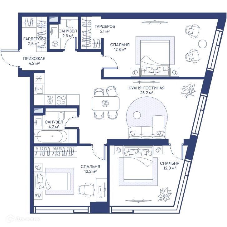 3-комнатная квартира 82.8 м² СВЕТ