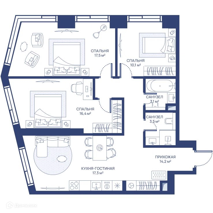 3-комнатная квартира 82.1 м² СВЕТ