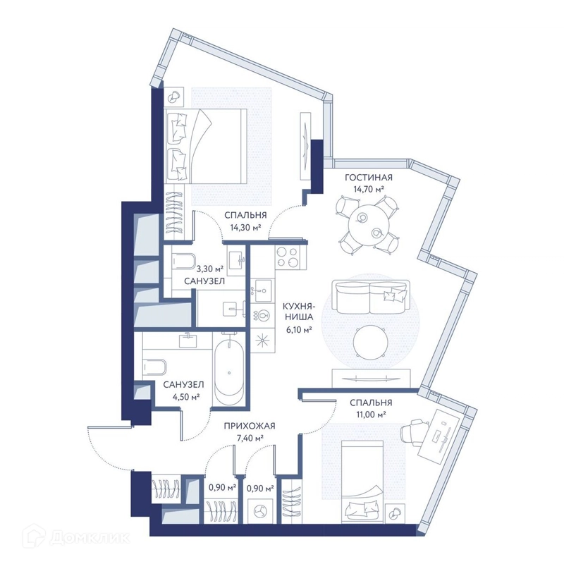 2-комнатная квартира 62.2 м² ХАЙДАУТ