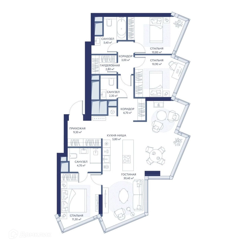 3-комнатная квартира 103.4 м² ХАЙДАУТ