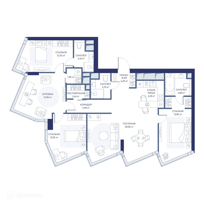 3-комнатная квартира 120.9 м² ХАЙДАУТ