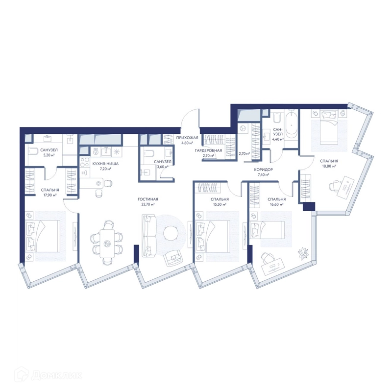 4-комнатная квартира 139.3 м² ХАЙДАУТ