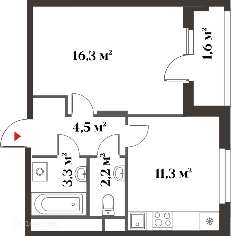 1-комнатная квартира 38 м² Миниполис 8 Клёнов