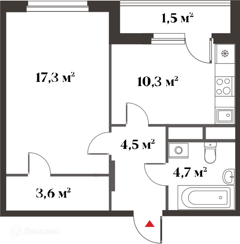 1-комнатная квартира 40 м² Миниполис 8 Клёнов
