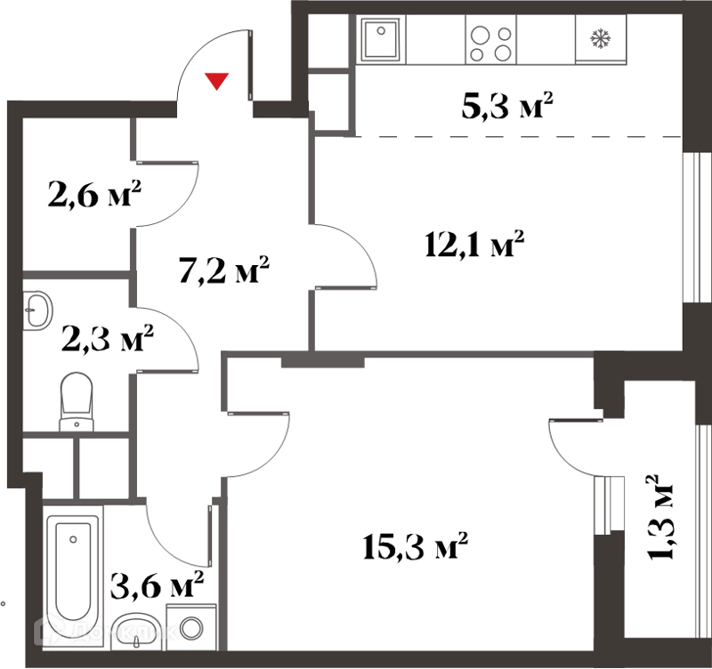 2-комнатная квартира 49 м² Миниполис 8 Клёнов