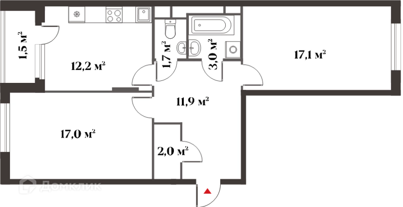 2-комнатная квартира 65 м² Миниполис 8 Клёнов