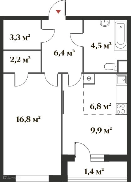 2-комнатная квартира 50 м² Миниполис 8 Клёнов