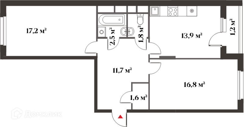 2-комнатная квартира 65 м² Миниполис 8 Клёнов
