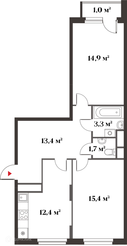 2-комнатная квартира 61 м² Миниполис 8 Клёнов
