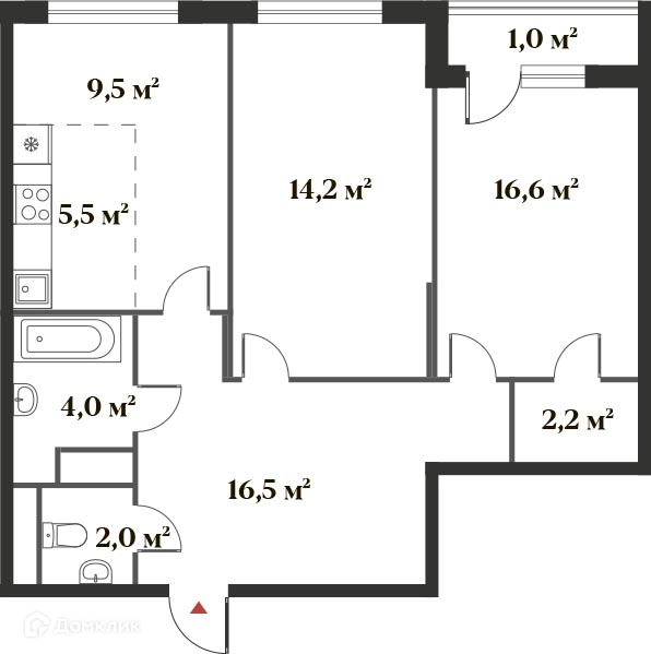3-комнатная квартира 71 м² Миниполис 8 Клёнов