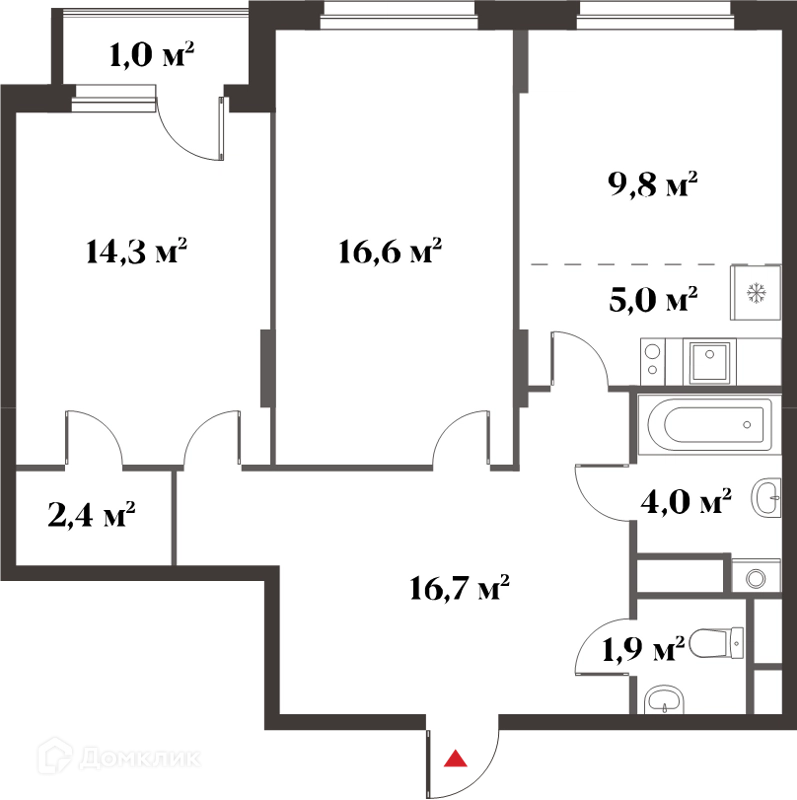 3-комнатная квартира 71 м² Миниполис 8 Клёнов