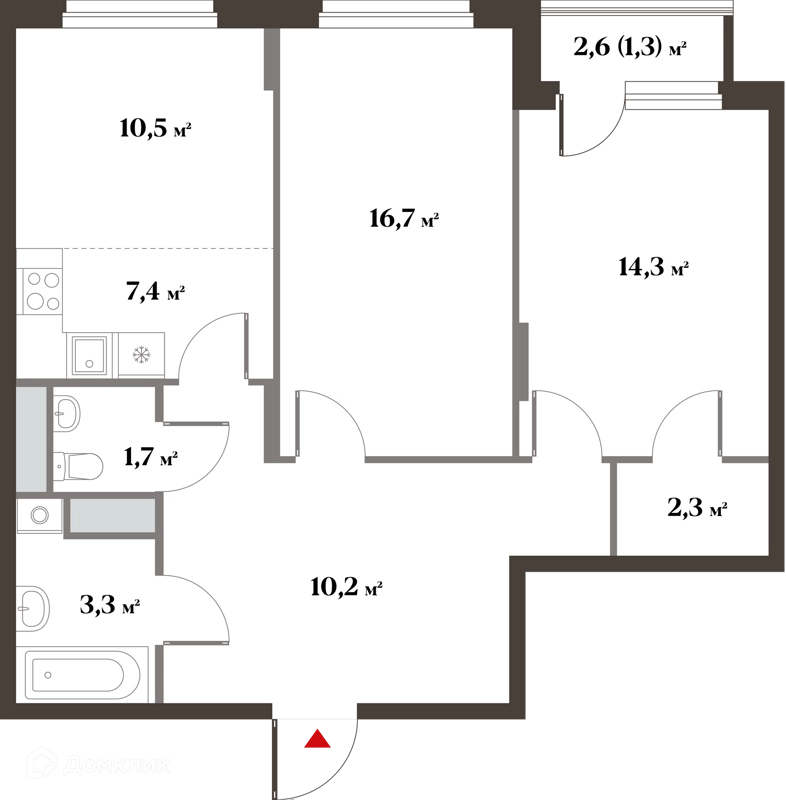 3-комнатная квартира 69 м² Миниполис 8 Клёнов