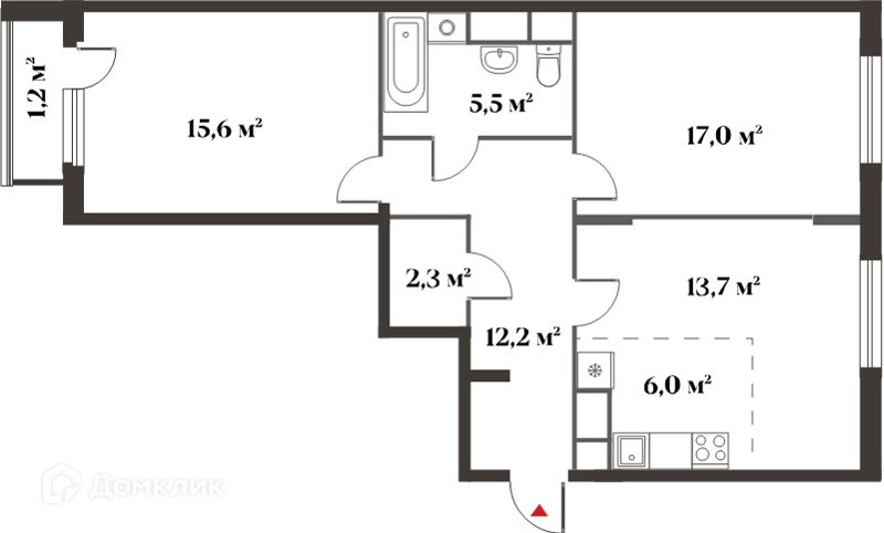 3-комнатная квартира 72 м² Миниполис 8 Клёнов