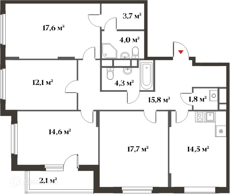 4-комнатная квартира 106 м² Миниполис 8 Клёнов