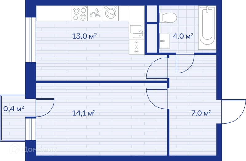 1-комнатная квартира 39 м² Миниполис Аристов Берег