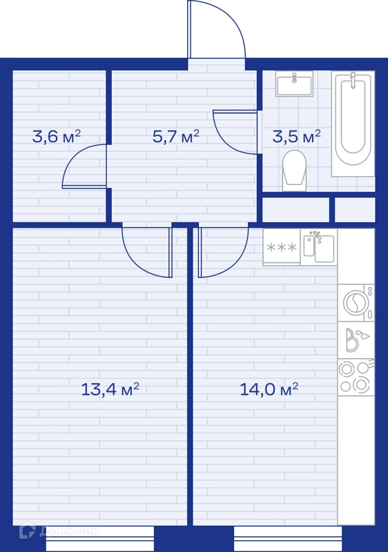 1-комнатная квартира 40 м² Миниполис Аристов Берег
